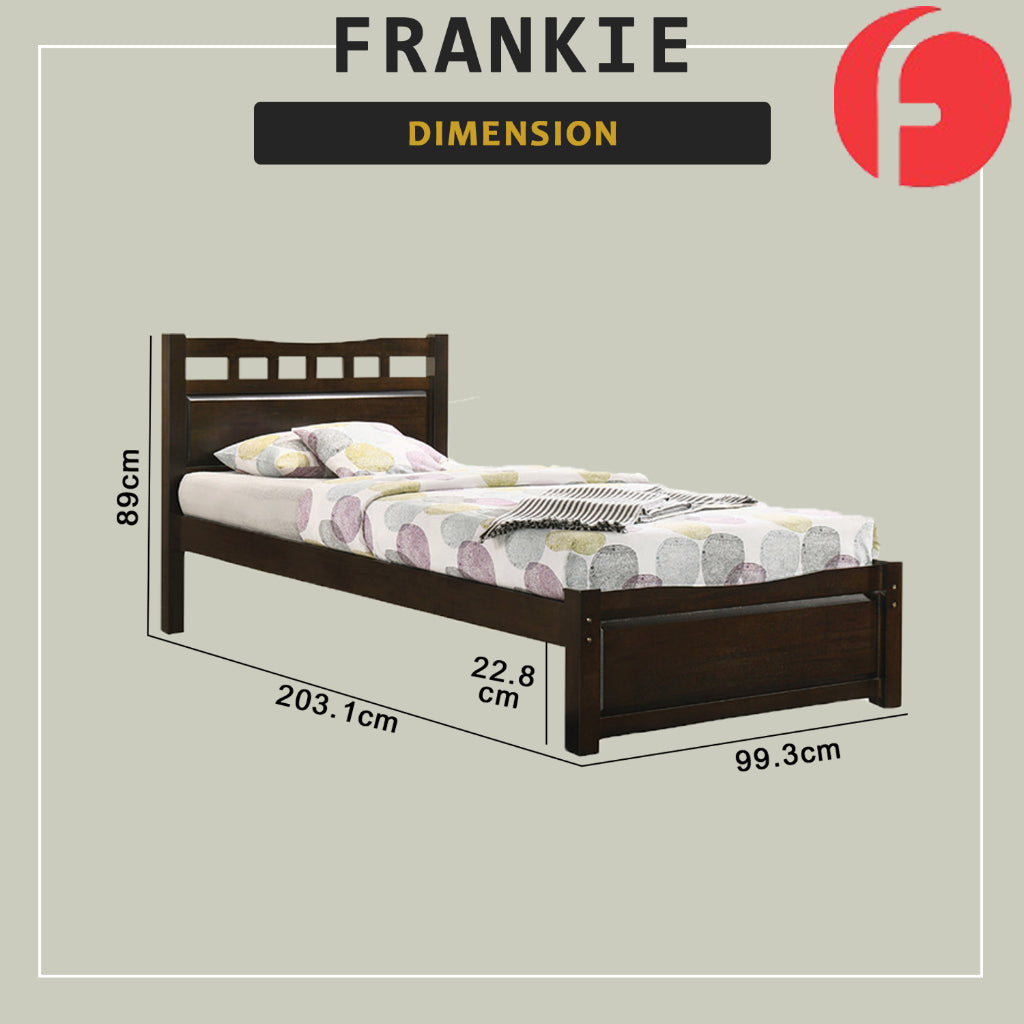 Frankie Single Pull-Out Bedframe MDF + Veneer Solid Wood Slatted Base  w/ Mattress Option