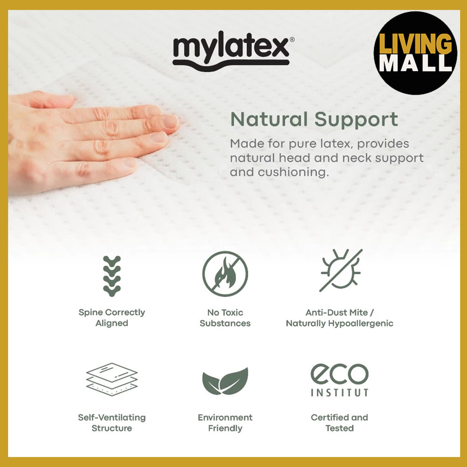 Mylatex Head Shaping Pillow 100% Pure Natural Latex Anti-Bacteria.