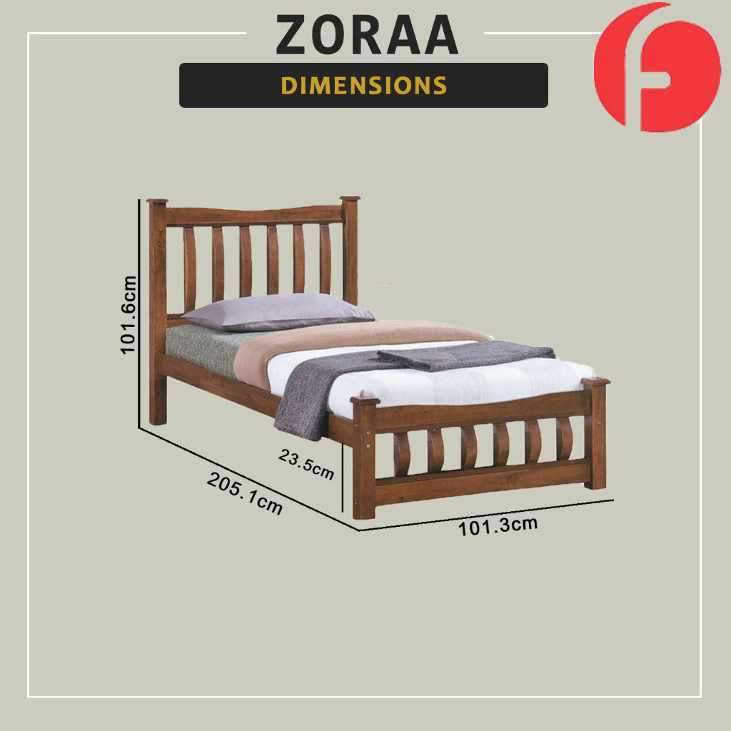Zoraa Single Pull-Out Bedframe Solid Wood Slatted Base  - w/ Mattress Option