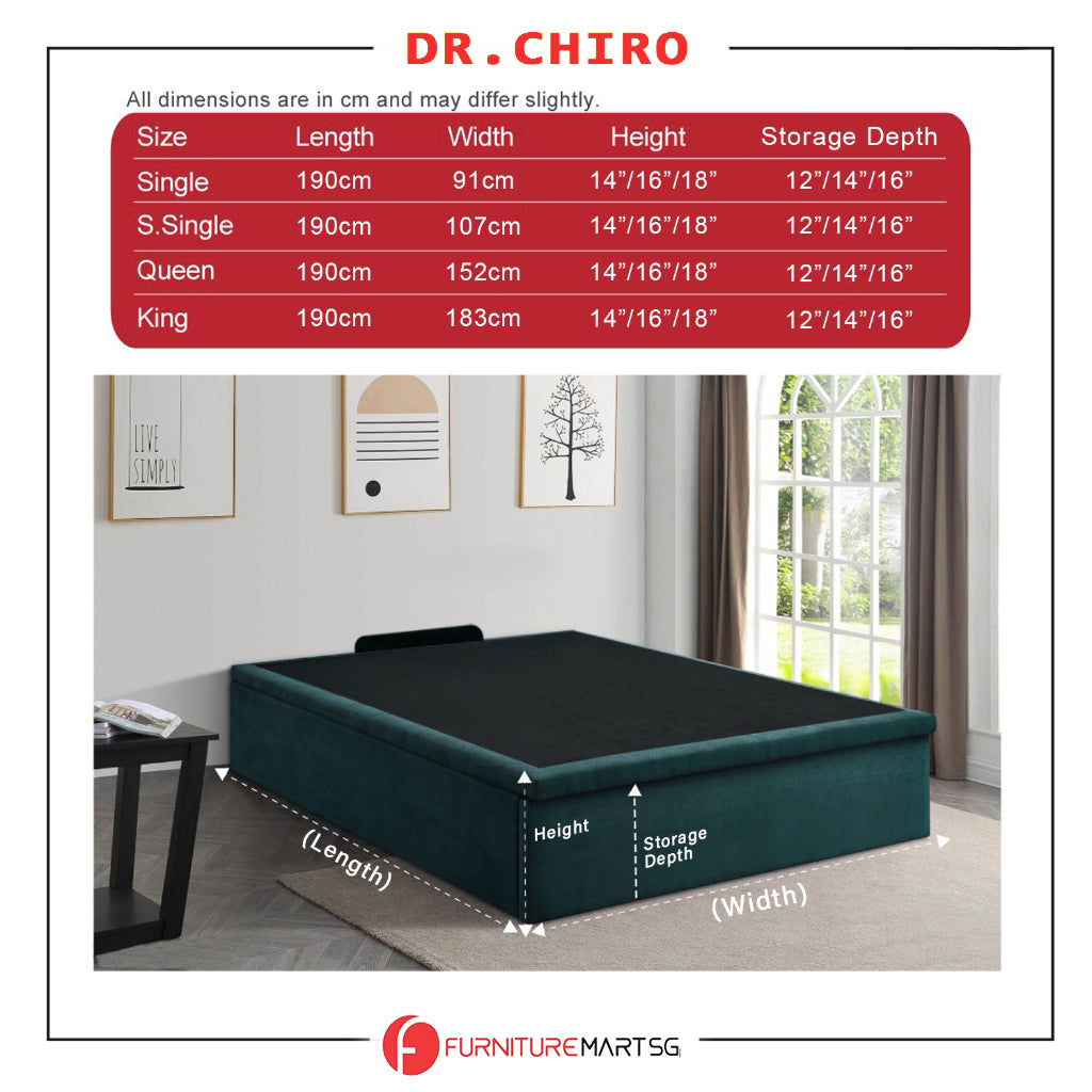 Dr.Chiro 12"/14"/16" Depth Storage Bed Base Pet Friendly Scratch-Resistant Fabric - With Mattress Add-On