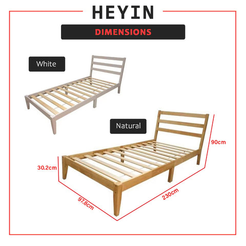 Image of Heyin Single Wooden Bed Frame with Underbed Clearance for Extra Storage - with Mattress Option