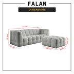 Falan 4-Seater Sofa with Stool Teddy Cloth Upholstery Sofa in Light Grey/Beige Colour