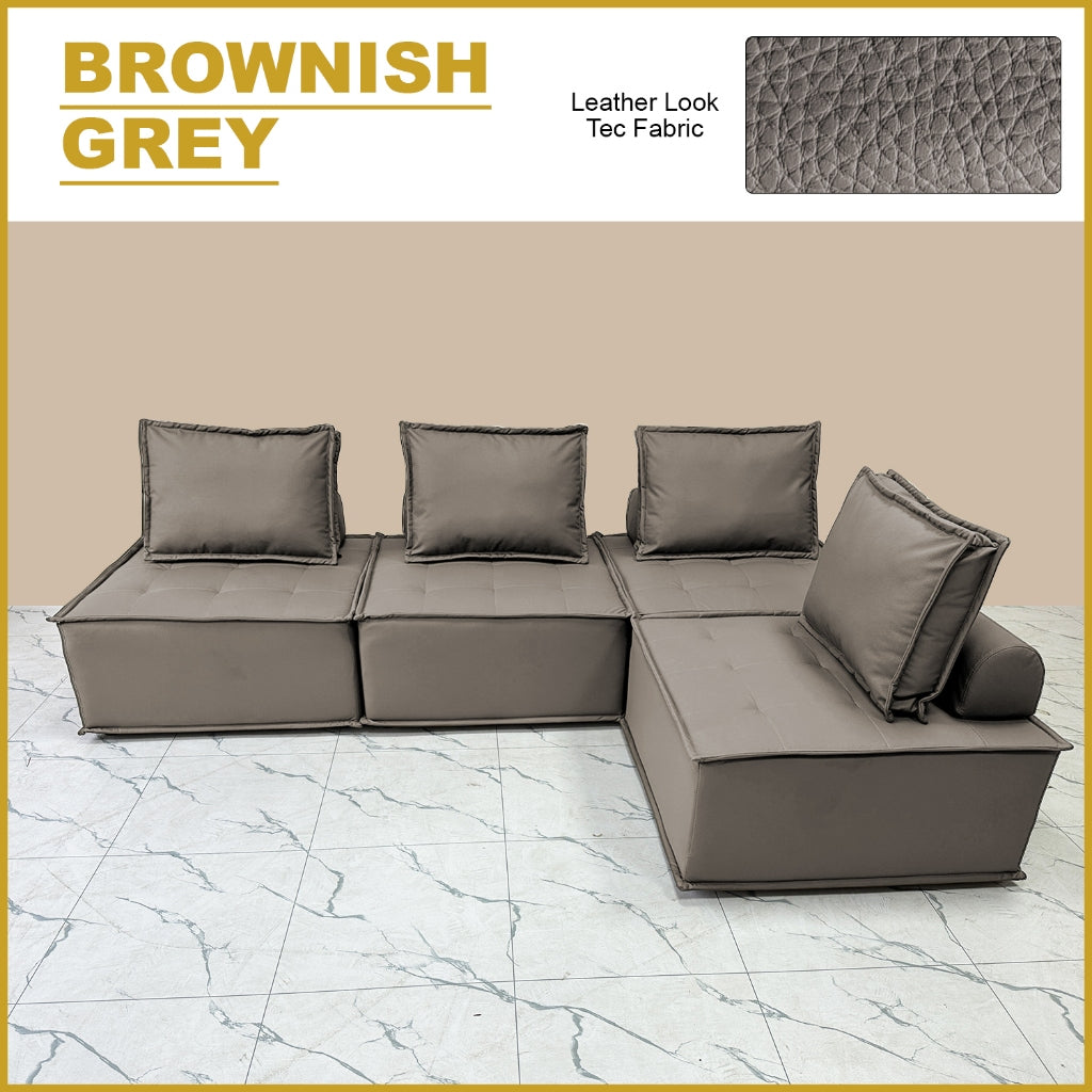 Nikah 1/2/3-Seater L-Shape Sofa Pet-Friendly Scratch Resistant Leather Look Tec Fabric