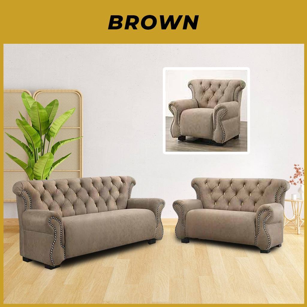 Aina 1/2/3 Seater Sofa Set PetFriendly Scratch-Resist Fabric in Grey or Brown Colour