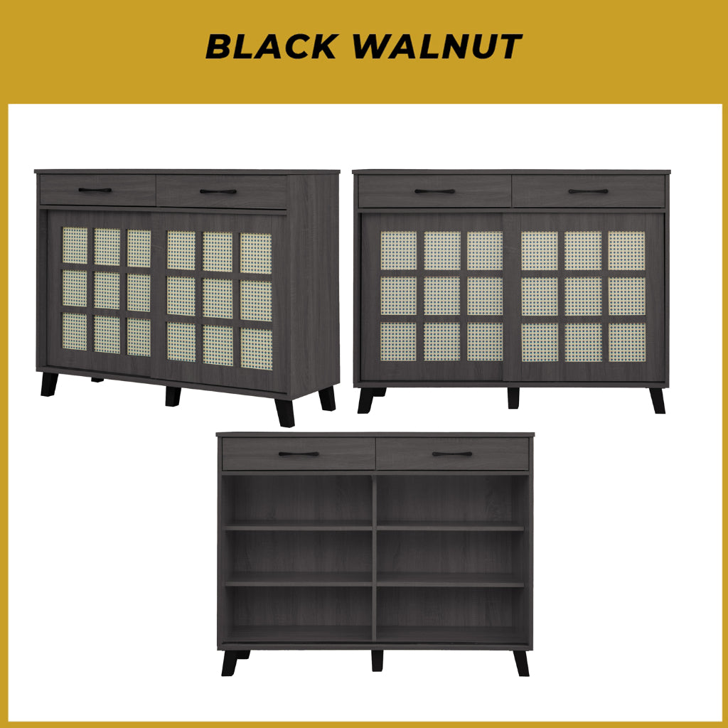 Kabuki Japanese Sliding Door Shoe Cabinet CARB-P2 Certified Board in 2 Colours