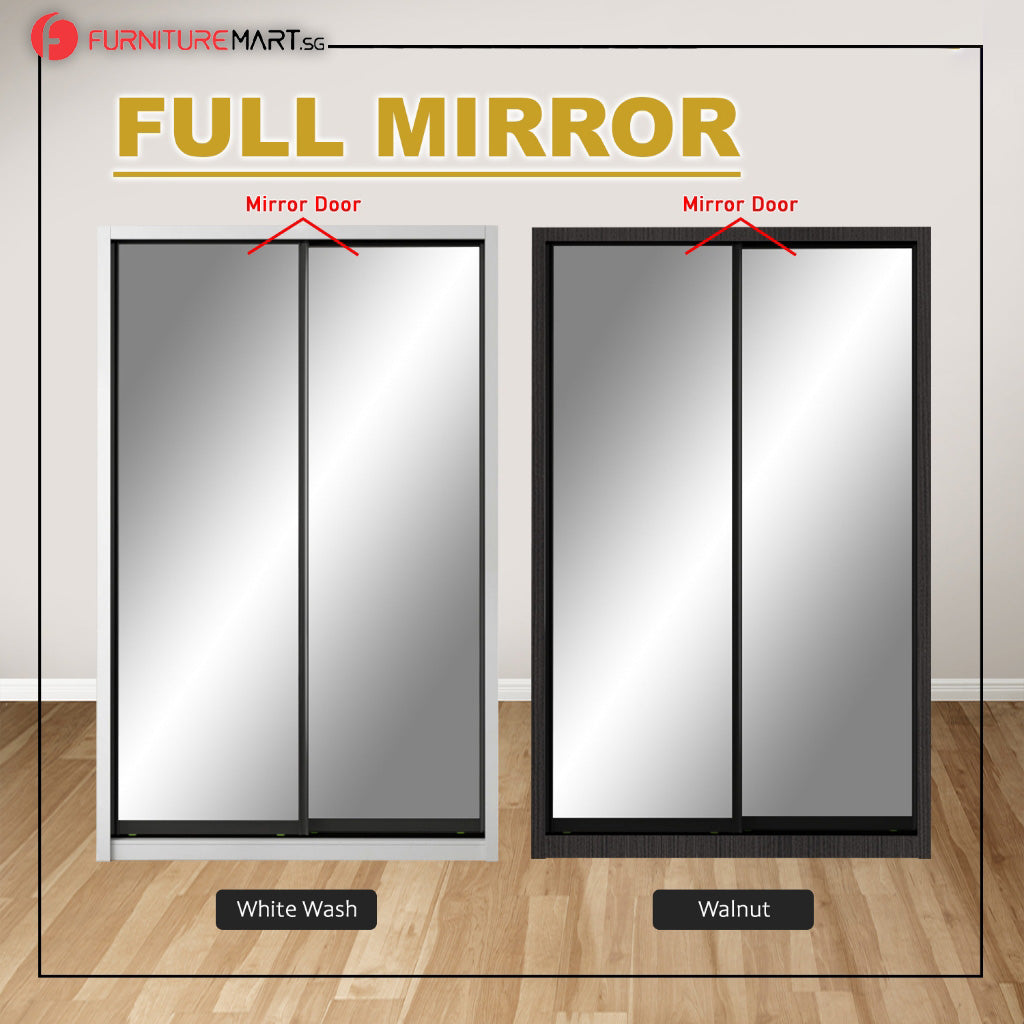 Tiana Series 4FT/5FT 2-Door Sliding Door Wardrobe in White Wash or Walnut