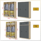 Florence Series 1/2/3/4/5 Doors Tall Wardrobe with Drawers and Top Cabinet in Natural