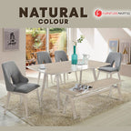 Napoli Solid Wood Dining Set Table with Chair and Bench - Available in Natural and Walnut Colour