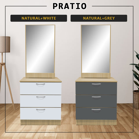 Image of Pratio Dressing Table With Free Stool Laminated Smooth Gliding Drawer In 6 Colours