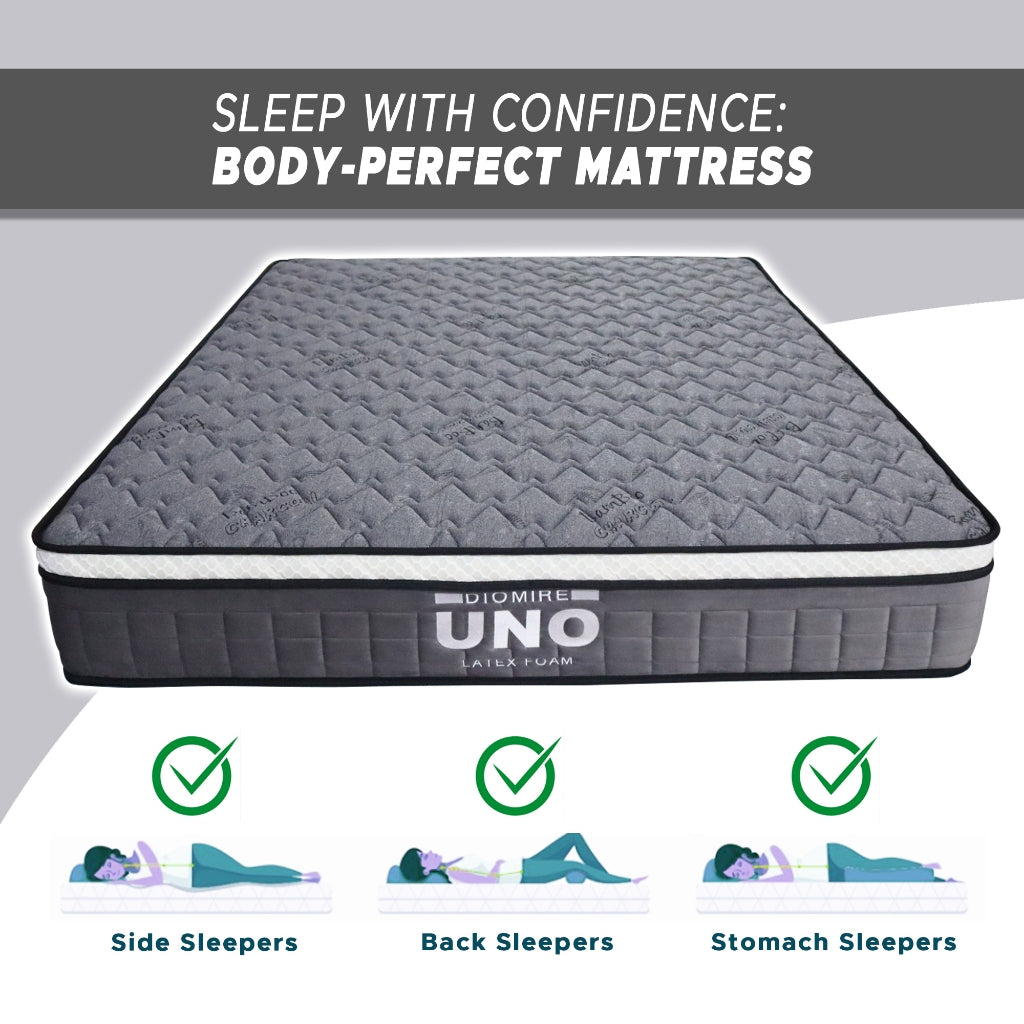 Diomire UNO 10" Mattress - Full Latex Foam w/ Bamboo Charcoal Quilting - All Sizes
