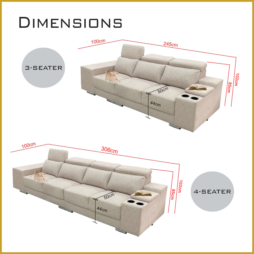 Manny 1/2/3/4-Seater Sofa with Stool Storage & Cup Holder w/ Pet-Friendly Option