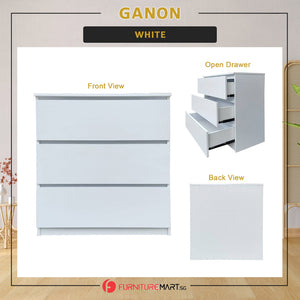 Ganon Series 2 Premium Chest of 3/4 Drawers Collection Full Laminated Back Panel in 6 Colours