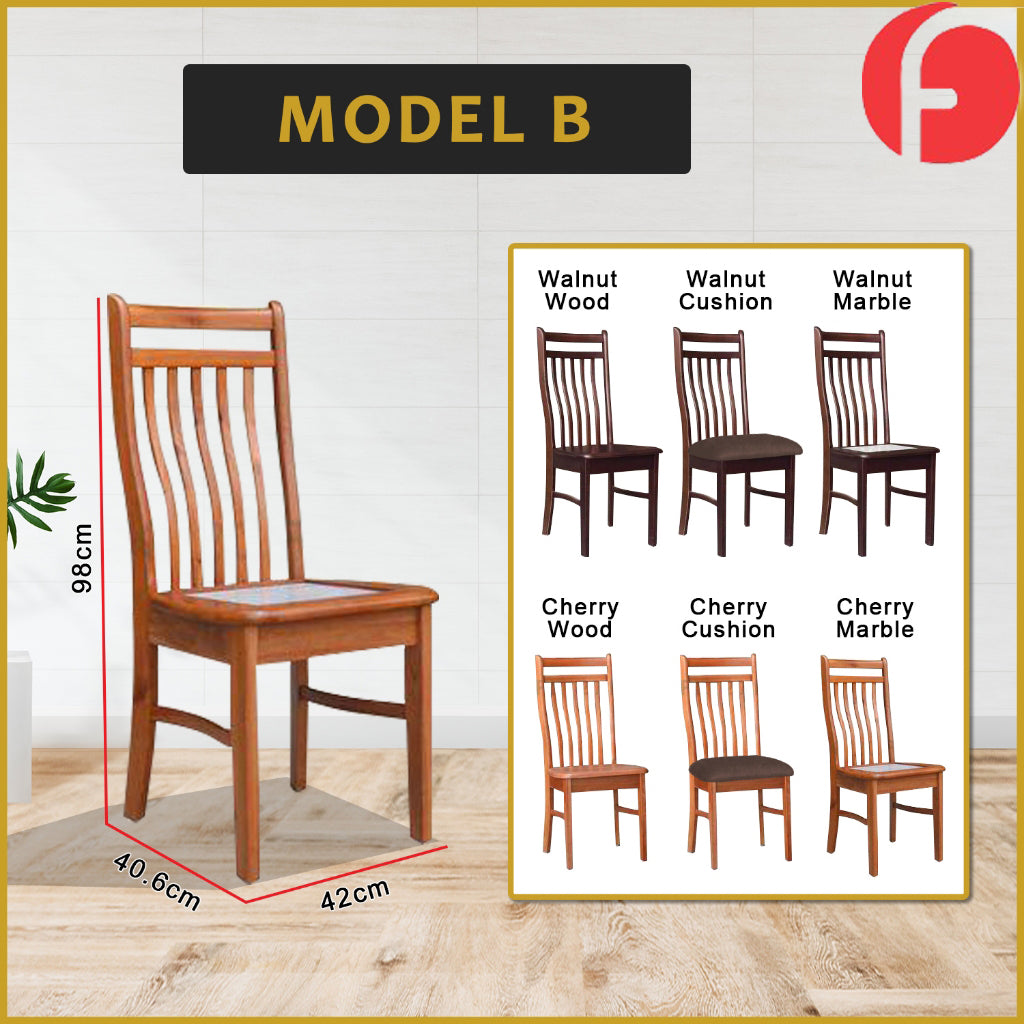 Aisha Dining Chair Collection Solid Wood with Marble or Cushioned Seat in Walnut/Cherry