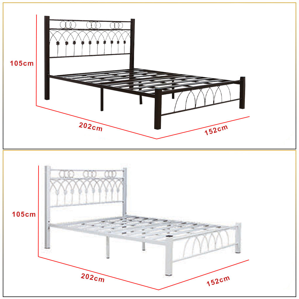 Suzana Series 5 Metal Bed Frame White In Queen Size