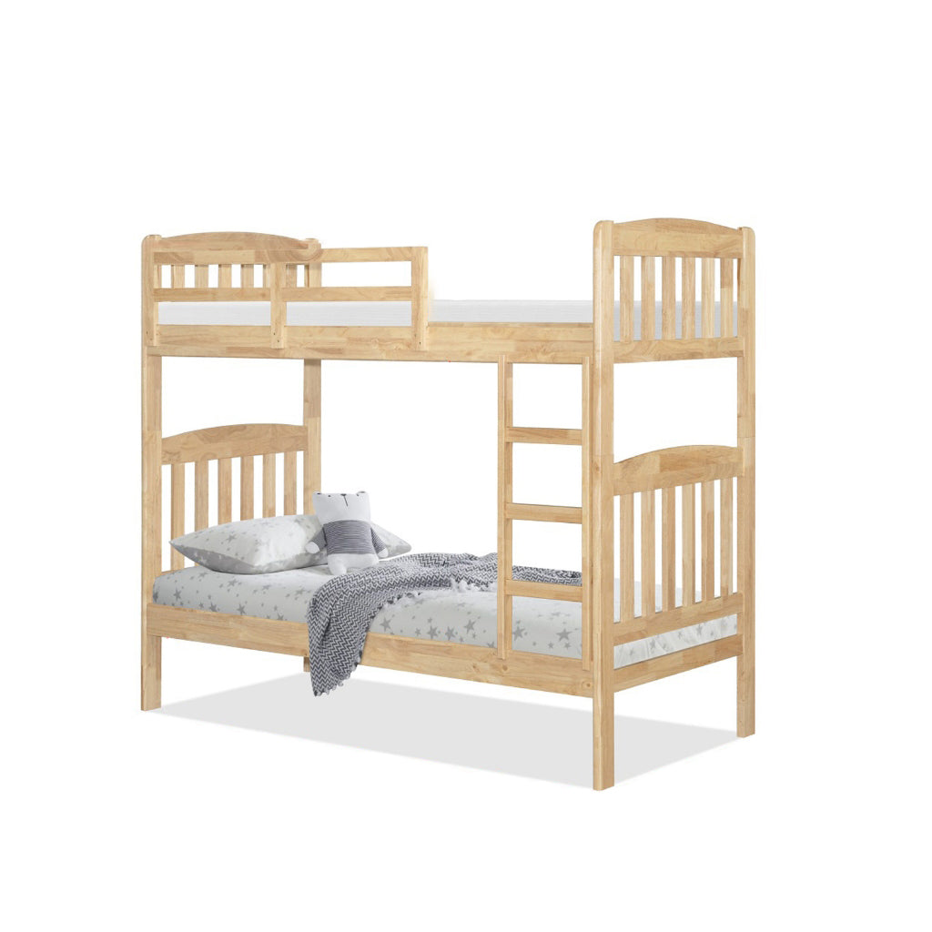 Lincy Single  Bunk Bed Double Decker Bed Frame Solid Rubberwood