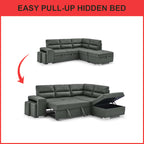 Jaylie Left-Right Reversible Sleeper Sectional Sofa with Ottoman Storage in Grey Pet Friendly Fabric