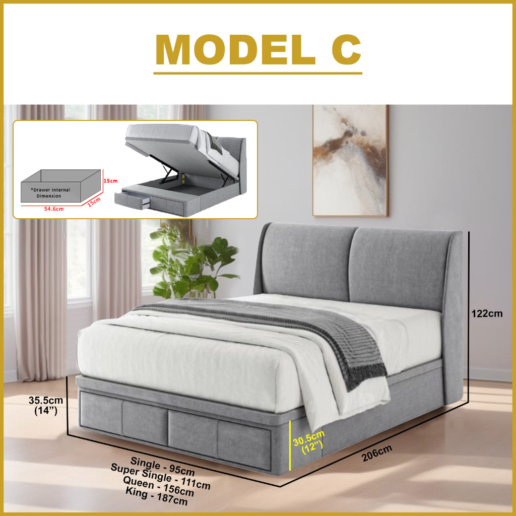 Lewyn Storage Bed Frame with Drawers - PetFriendly Scratch Resistant Option