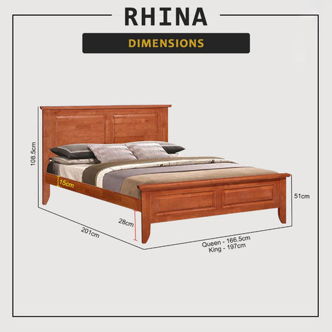 Image of Rhina Solid Rubberwood Bed Frame w/ Underbed Space - All Size With Mattress Option