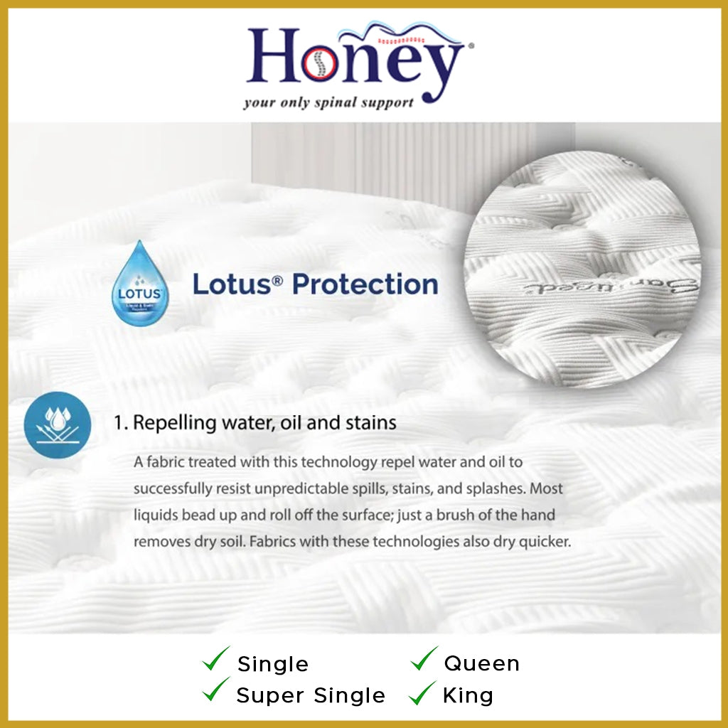 Honey Pure Premium 12" 7-Zone Pocket Spring Mattress w/ FREE PILLOW - All Sizes Available