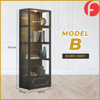 Tessa Series 2 Display Cabinet Book Shelves Glass Door with Light