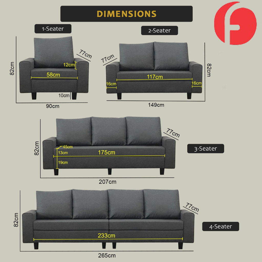Nevin Sofa 1/2/3-Seater with Chaise L-Shaped Sofa High Density with PetFriendly Option