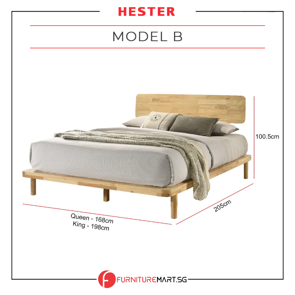 Hester Series Queen/King Wooden Bed Frame Japanese Style Nordic Design in 3 Models