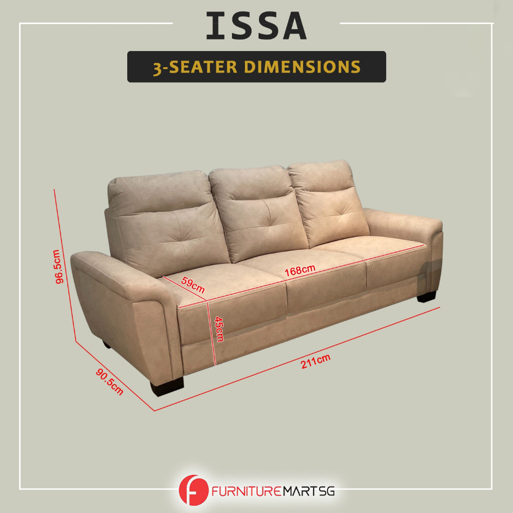 Issa 2/3-Seater Sofa Pet-Friendly Leathaire Fabric ZigZag Spring and Pocket Spring Sofa in Beige
