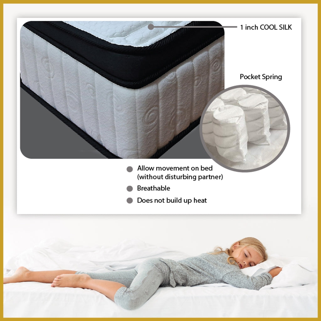 MyLatex 12" Comfort Cool Mattress Pocket Spring w/ Latex Layers - All Sizes Available