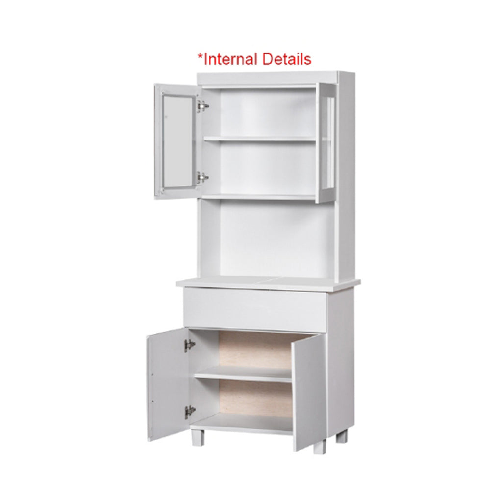 Deena Series 7/2-Door Kitchen Cabinet with Drawers w/ 2-Door Top Cabinet in White Colour