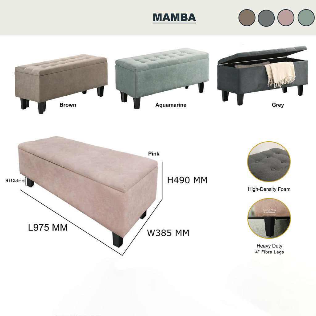 Mamba in Aquamarine Storage Bench Chair/ Sofa Sectional/ Heavy Duty Bench Chairs