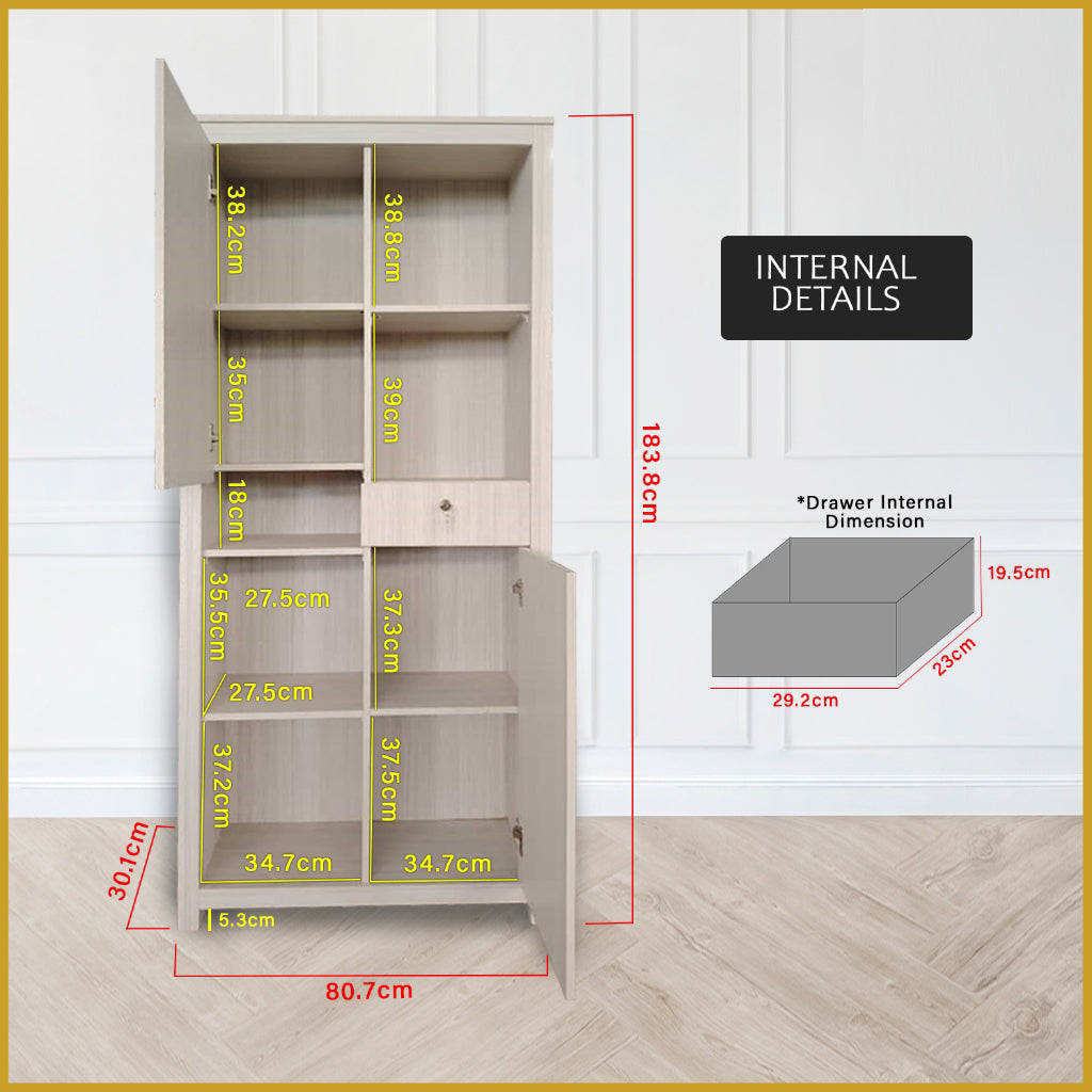 Rimma Series Display Cabinet Book Shelves CARB-P2 Certified Board in 3 Colours