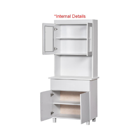 Image of Deena Series 7/2-Door Kitchen Cabinet with Drawers w/ 2-Door Top Cabinet in White Colour