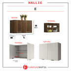 Hallie Series Modular Kitchen Cabinet Melamine Panel Top with Hanging Cabinet in Brown & Natural Color.