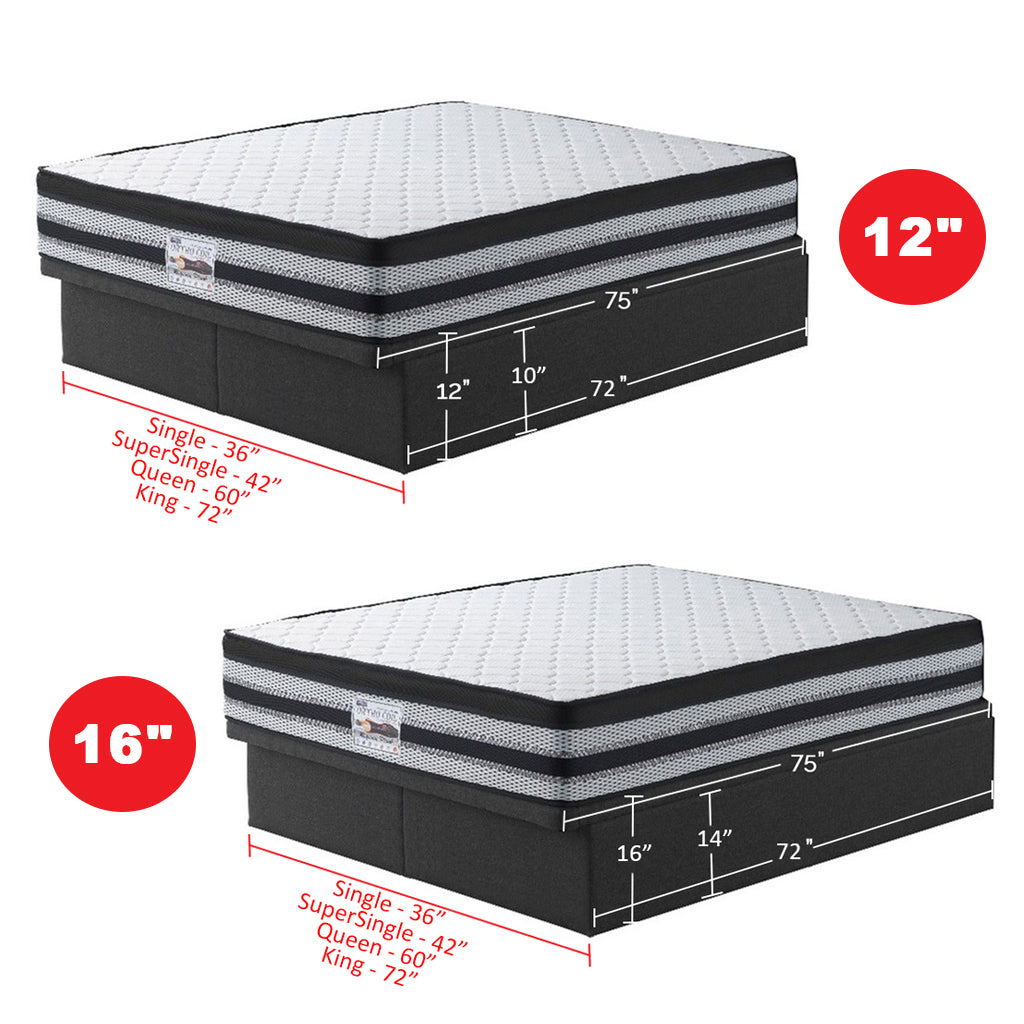 Brew Fabric And Leather Storage Divan SBD 12"/ 16" w/ PetFriendly -  Mattress Option