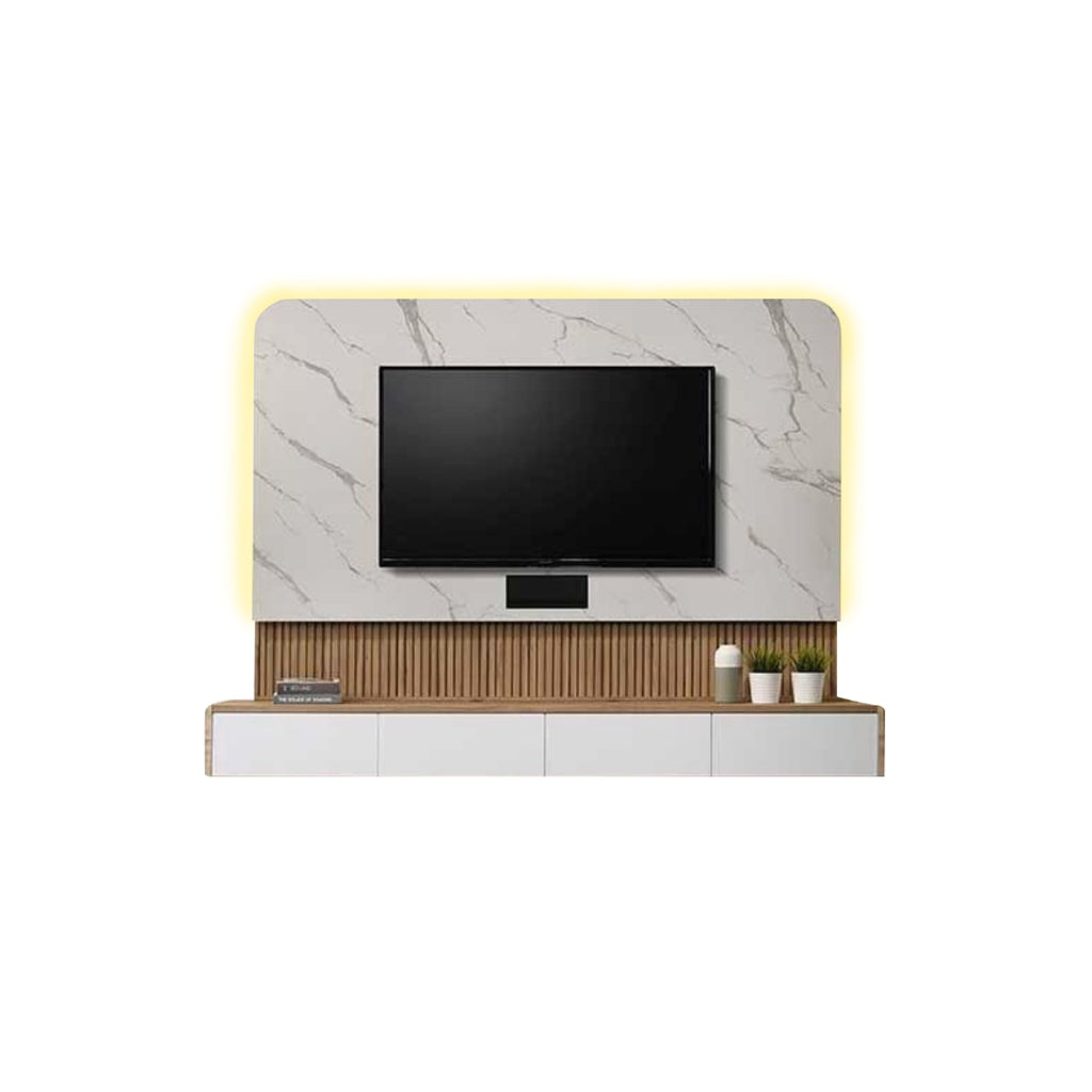 Genesis 6FT Hanging TV Console Floating with LED Backlight with Drawers