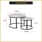 Farra 2-Piece Round Coffee Table Metal Leg + Marble Ceramic Top in 2 Colour