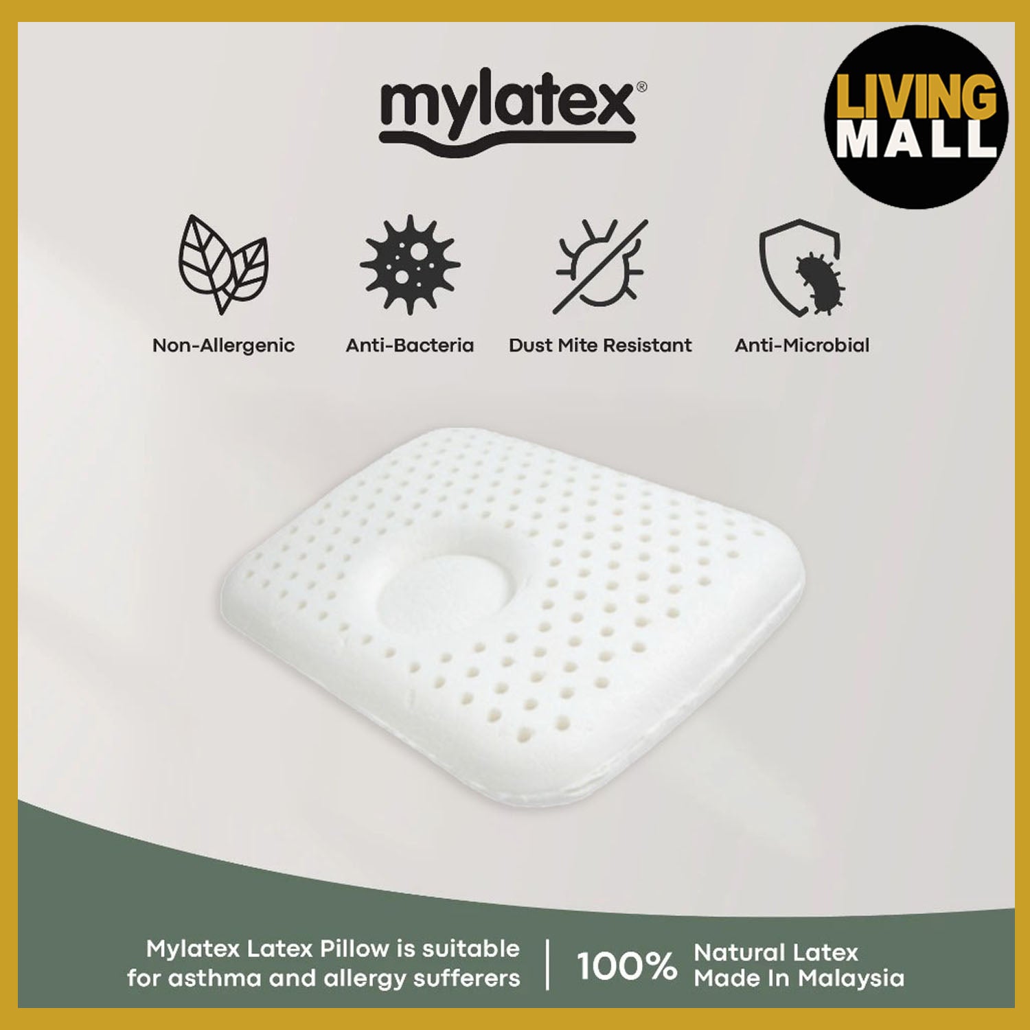 Mylatex Head Shaping Pillow 100% Pure Natural Latex Anti-Bacteria.