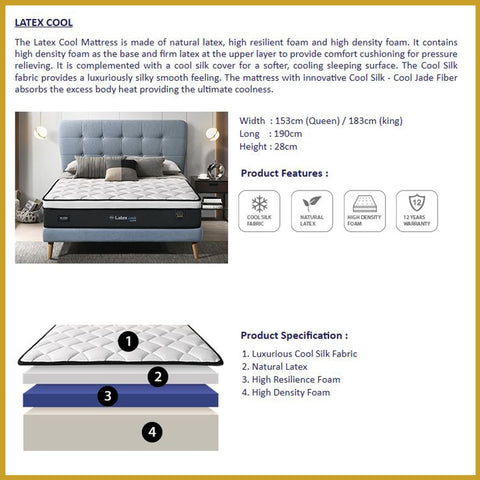 Image of Honey Latex Cool 11" Natural Latex Cooling Silk Mattress - All Sizes Available