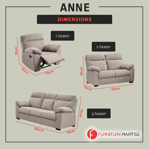 Image of Anne Single Recliner with 2+3-Seater Sofa Set Pet-Friendly Fabric Scratch-proof Claw-Proof Easy Clean in Light Brown Colour