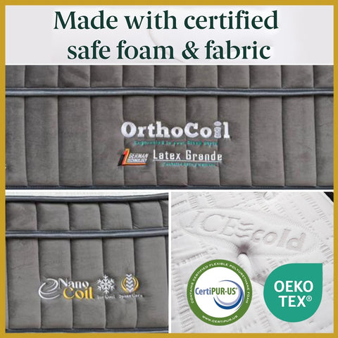 Image of Orthocoil 13" Latex Grande Ice-Cold Fabric Mattress Pocketed Spring Mattress - All Size
