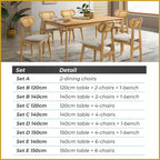 Radden 4/6 Seater Dining Set w/ Table, Chair & Bench Solid Rubber Wood in 2 Colours