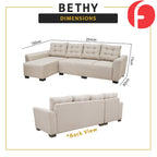 Bethy 4-Seater L-Shaped Sofa with Chaise High Density Foam w/ PetFriendly Options