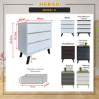 Hersh Premium Chest of Drawers Collection CARB-P2 Certified Board Full Laminated Back Panel in 6 Colours