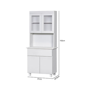 Deena Series 7/2-Door Kitchen Cabinet with Drawers w/ 2-Door Top Cabinet in White Colour