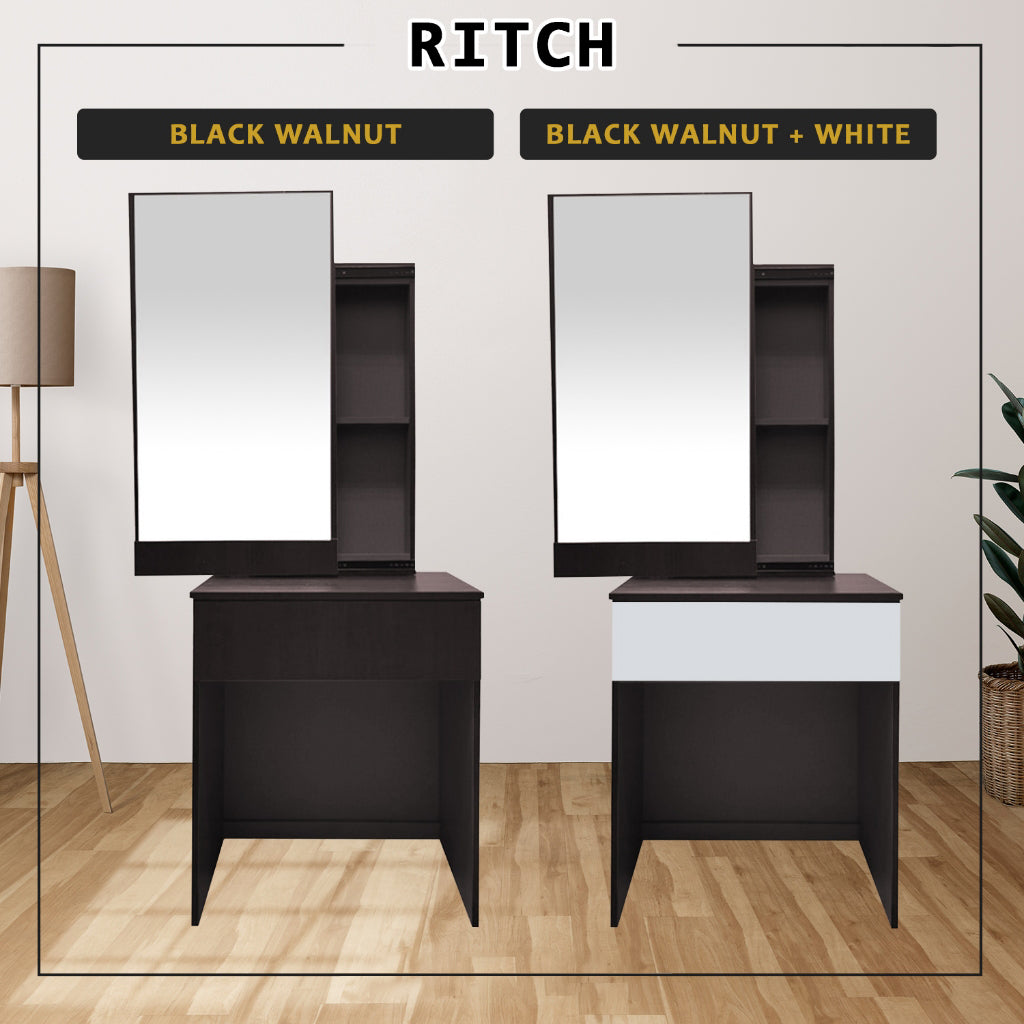 Ritch Dressing Table With Free Stool Laminated Smooth Gliding Drawer In 6 Colours
