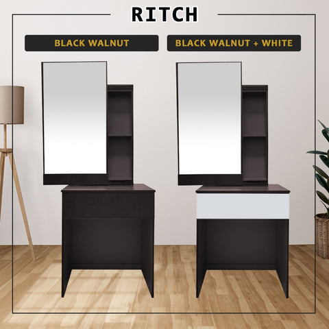 Image of Ritch Dressing Table With Free Stool Laminated Smooth Gliding Drawer In 6 Colours