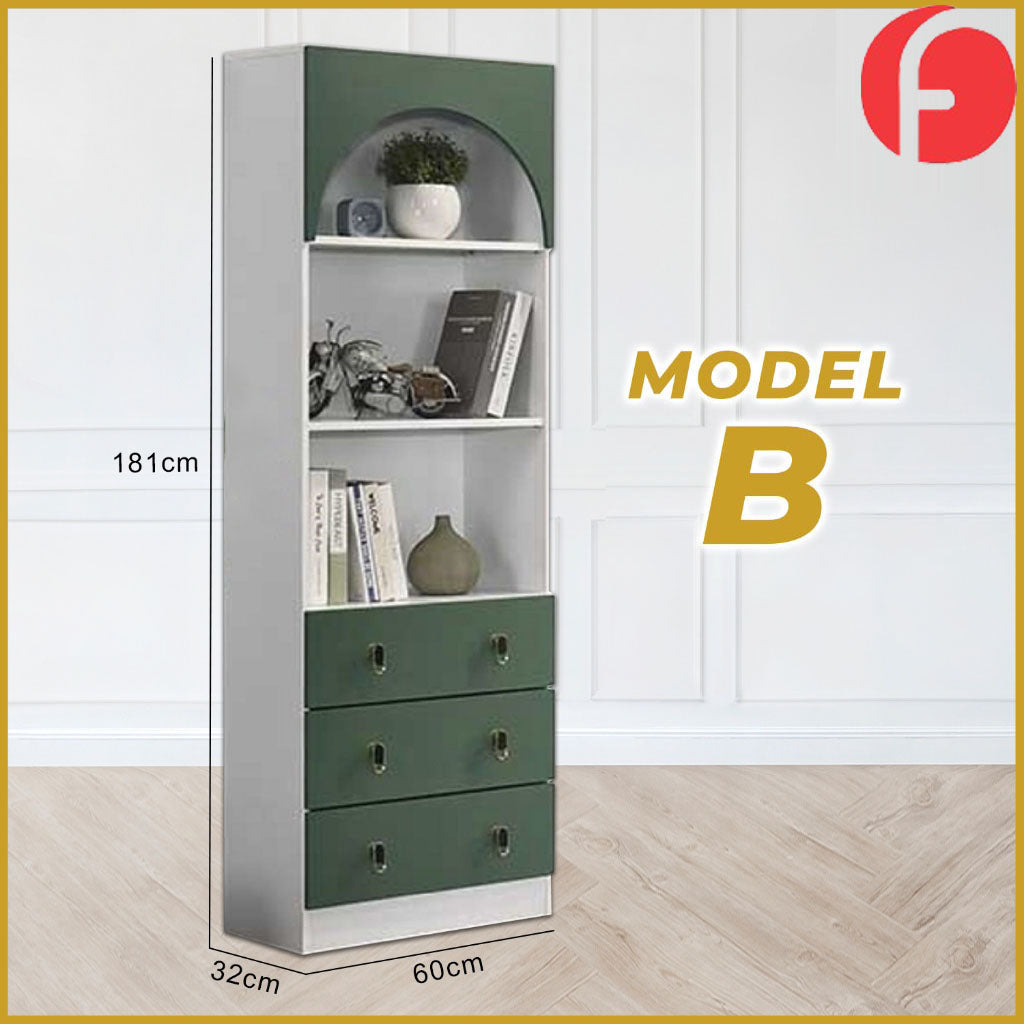 Living Mall Gaia Series 2 Display Cabinet Book Shelves with Drawers