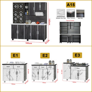 Kara Series Tall Kitchen Cabinet with Drawers in 31 Designs