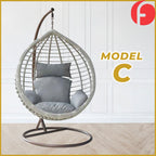 Fiona Series 3 Swing Chair Living Room Garden or Balcony Chair Synthetic Rattan w/ Steel Legs