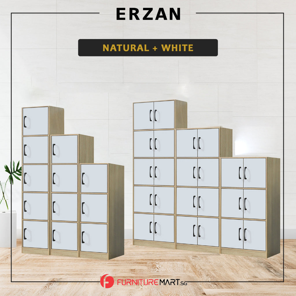 Erzan Series Single and Double Door Cabinet Bookshelf Storage in 6 Colours